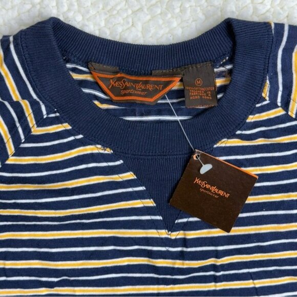 Vintage NWT Yves Saint Laurent Sportswear Striped Long Sleeve Shirt - Picture 2 of 11